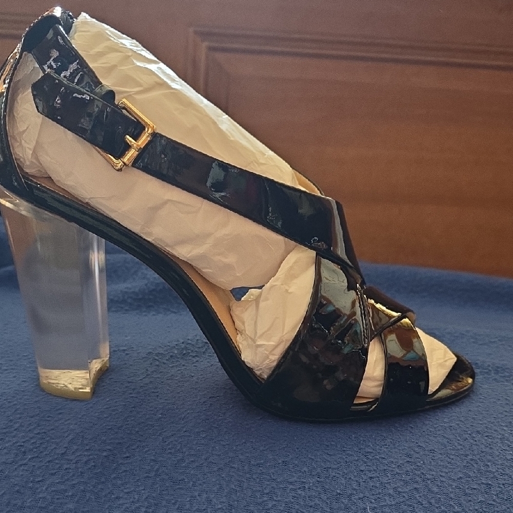 Talbots Black Patent Leather Heels with Transparent Heel
